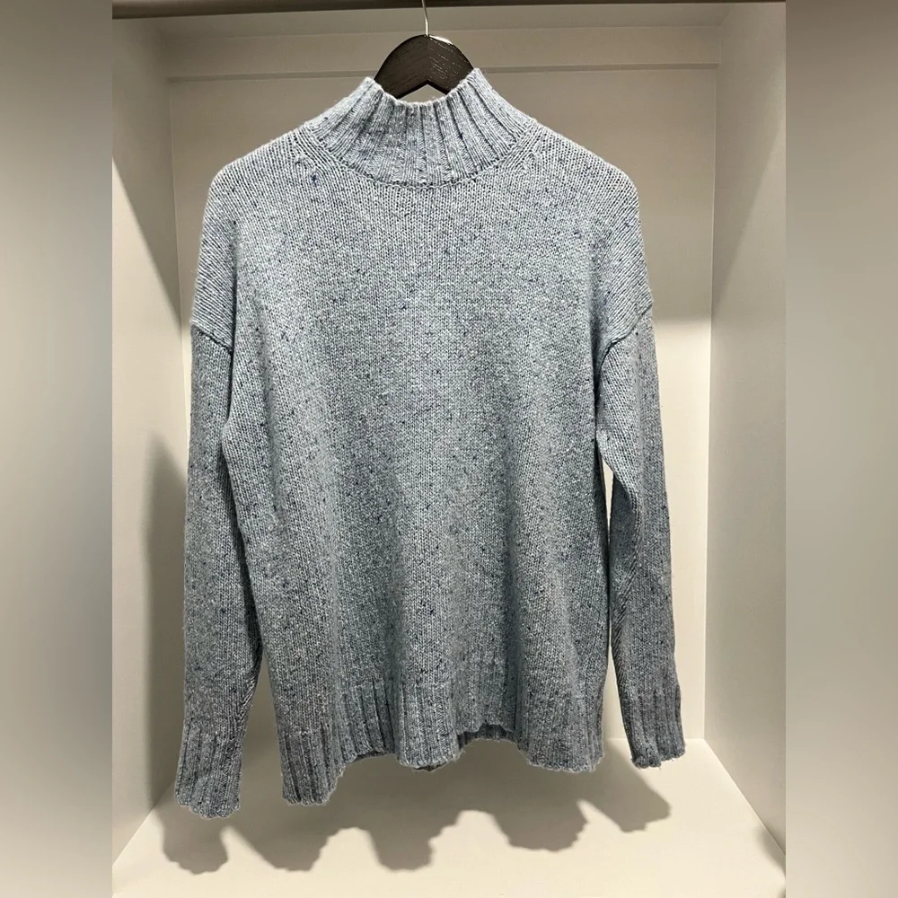 J. Crew Relaxed Turtleneck Sweater in Donegal Wool light blue CE715 cozy XS
